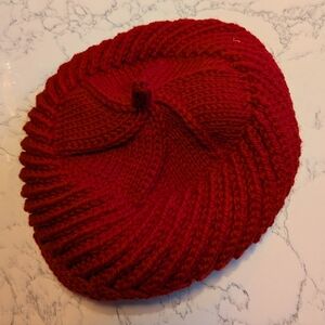 Handmade Bright Red Knit Beret